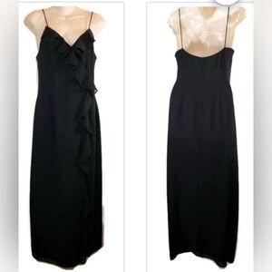 Adrianna Papell Boutique Evening Dress Size 10 Long Black Chiffon Ruffle